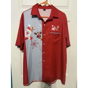 Men's Christmas Bowling Shirt Shortsleeved Size Large great